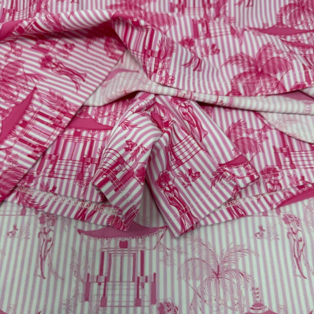 Jude Connally Pink White Chinoiserie Pagoda Stripe Skort Large Golf Tennis - Picture 8 of 10